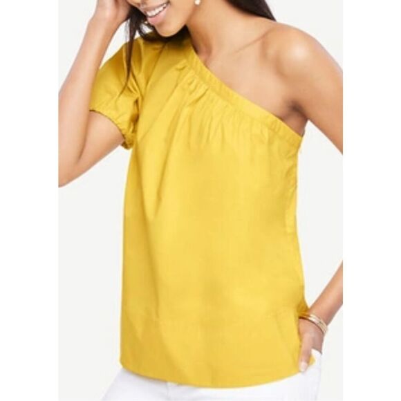 Ann Taylor Tops - Ann Taylor saffron yellow one‎ shoulder top NEW size XS